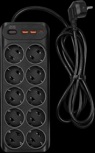 Сетевой фильтр-удлинитель PowerCom SP-10 USB2A1CB (SP-10 USB2A1CB 1.8M) фото 1