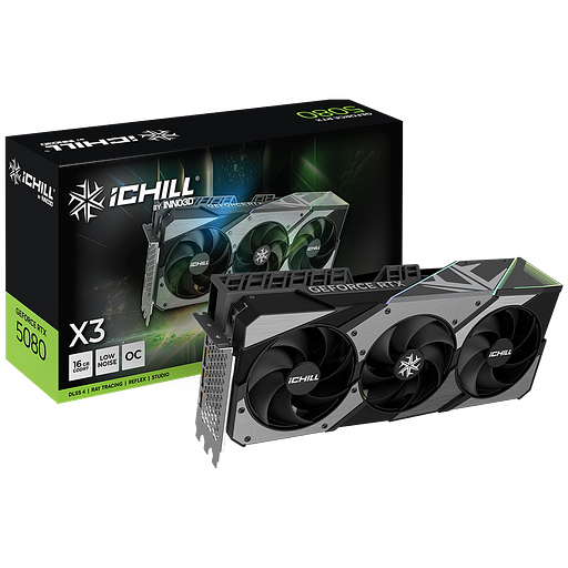 Видеокарта INNO3D RTX5080 ICHILL X3 V2 16GB GDDR7 256bit 3xDP HDMI 3FAN RTL фото 1