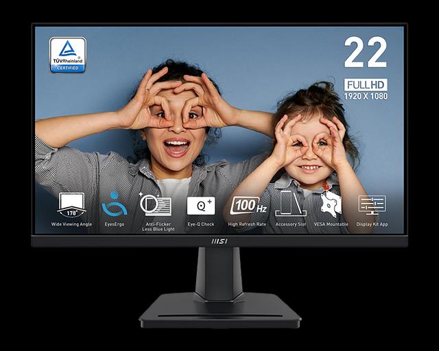 Монитор 21.45" MSI Pro MP225V VA 1920x1080, 100 Гц, 1 мс, 16:9, 300 кд/м², HDMI 1.4, VGA, 3.5 Jack, Adaptive-Sync, черный фото 1