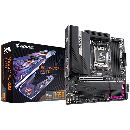 Материнская плата Gigabyte OEM B650M AORUS ELITE, Socket AM5, AMD B650, 4xDDR5-5200, HDMI+DP, 2xPCI-Ex16, 4xSATA3(RAID 0/1/10), 2xM.2, 8 Ch Audio, 2.5GLan, (4+4)xUSB2.0, (7+2)xUSB3.2, (1+1)xUSB3.2 Type-C™, mATX, RTL фото 1
