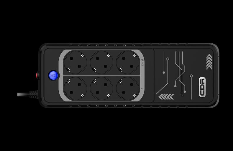 ИБП CBR [LGT-650H-6F-LDB] Offline 650VA/360W 5Ah12V 6 x Shuko+ Breaker фото 4