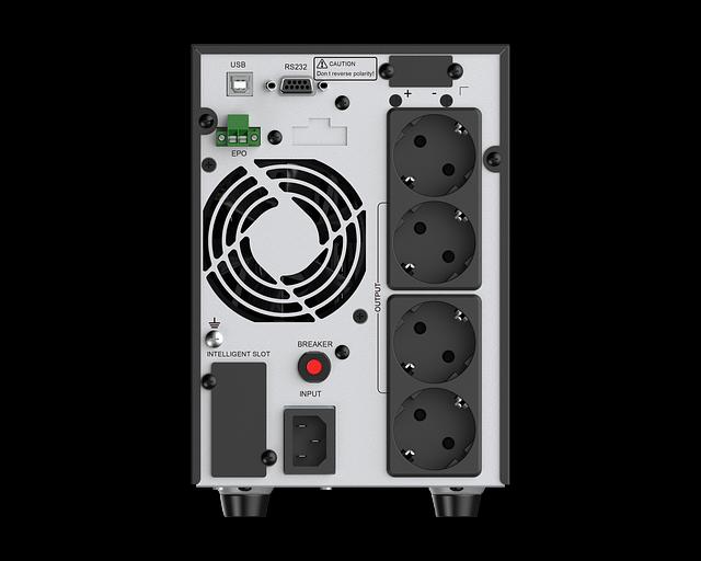 ИБП CBR [ESN-1.5KT-4F-LCHERSC] Online 1500VA/1500W Tower 4 x Schuko, LCD, HID-USB, RS232, EPO, SNMP slot фото 3