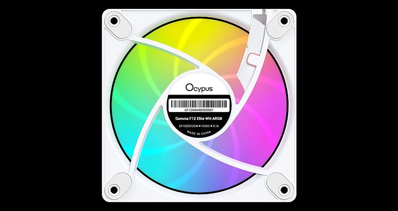Вентилятор для корпуса Ocypus Gamma F12 Elite WH ARGB, 120x120x25mm, 4-PIN PWM, 600-1800 RPM, 26 DBA MAX, HYDRO BEARING фото 3