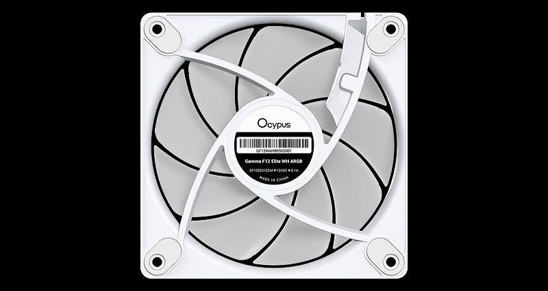 Вентилятор для корпуса Ocypus Gamma F12 Elite WH ARGB, 120x120x25mm, 4-PIN PWM, 600-1800 RPM, 26 DBA MAX, HYDRO BEARING фото 7