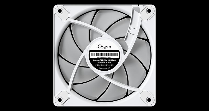 Вентилятор для корпуса Ocypus Gamma F12 Elite WH ARGB REVERSE BLADE, 120x120x25mm, 4-PIN PWM, 600-1800 RPM, 26 DBA MAX, HYDRO BEARING фото 6