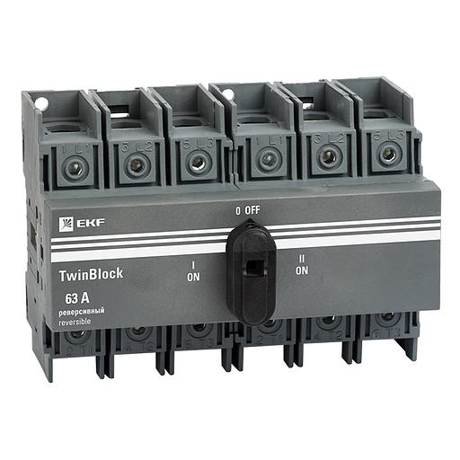 Рубильник 63A 3P реверсивный c рукояткой для прямой установки TwinBlock фото 1