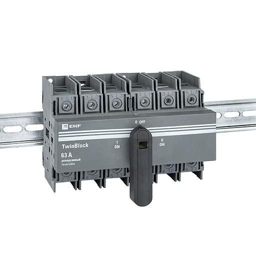 Рубильник 63A 3P реверсивный c рукояткой для прямой установки TwinBlock фото 2