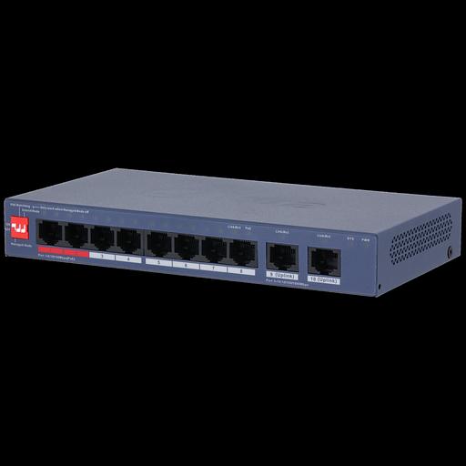 DAHUA DH-CS4010-8ET2GT-110 8-портовый PoE коммутатор управляемый 8 RJ45 10/100Мбит/с (PoE/PoE+/Hi-PoE/IEEE 802.3bt), 2 RJ45 10/100/1000Мбит/с (uplink); 1~2 до 90Вт, 3~8 до 30Вт, суммарно до 110Вт фото 1