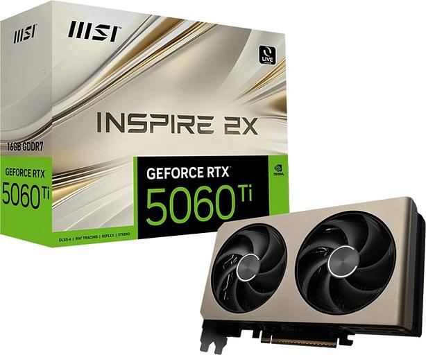 Видеокарта MSI PCI-E 5.0 RTX 5060TI 16G INSPIRE 2X NVIDIA GeForce RTX 5060TI 16Gb 128bit GDDR7 2617/28000 HDMIx1 DPx3 HDCP Ret фото 5