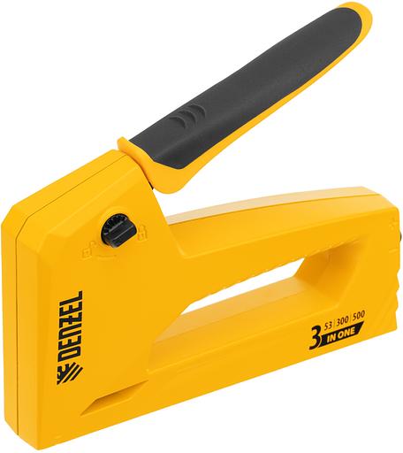 Степлер ручной Denzel 40214 скобы тип 53: 6-14мм гвозди тип 300 / 500 фото 5