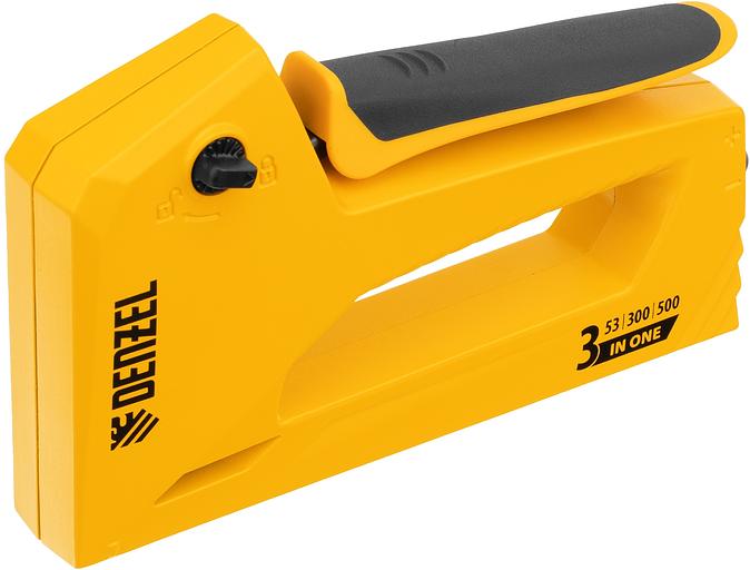 Степлер ручной Denzel 40214 скобы тип 53: 6-14мм гвозди тип 300 / 500 фото 6