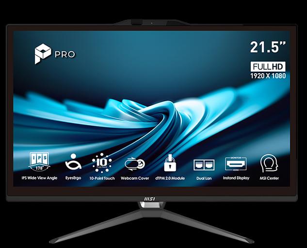 Моноблок MSI Pro AP222T 14M AiO 21,5" FHD (1920x1080)IPS AG 10pts Touch, Core i3-14100 (3.5GHz),16Gb DDR5(8GBx2),256GB SSD, TPM, Intel UHD,WiFi,BT,camera,Wired KB&mouse Eng/Rus,noOS,1y w-ty,Black фото 1
