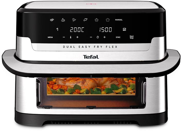 Аэрогриль Tefal Dual Easy Fry Flex EY9228E0 2700Вт черный/серебристый фото 2
