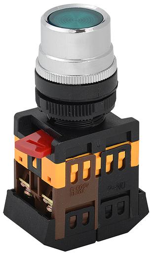 Кнопка ABLF-22 зеленый d22мм неон/240В 1з+1р IEK фото 1