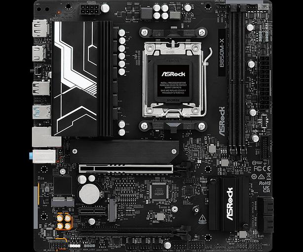 Материнская плата ASROCK B850M-X R2.0, AM5, B850, 2*DDR5, 4*SATA, 2*M.2, 2*USB 2.0, 3*USB 3.2, Type-C, 2*PCIx16, 1*M.2 (Key E), HDMI+DP, mATX фото 1