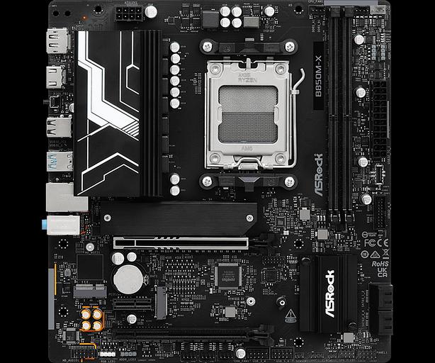 Материнская плата ASROCK B850M-X R2.0, AM5, B850, 2*DDR5, 4*SATA, 2*M.2, 2*USB 2.0, 3*USB 3.2, Type-C, 2*PCIx16, 1*M.2 (Key E), HDMI+DP, mATX фото 2