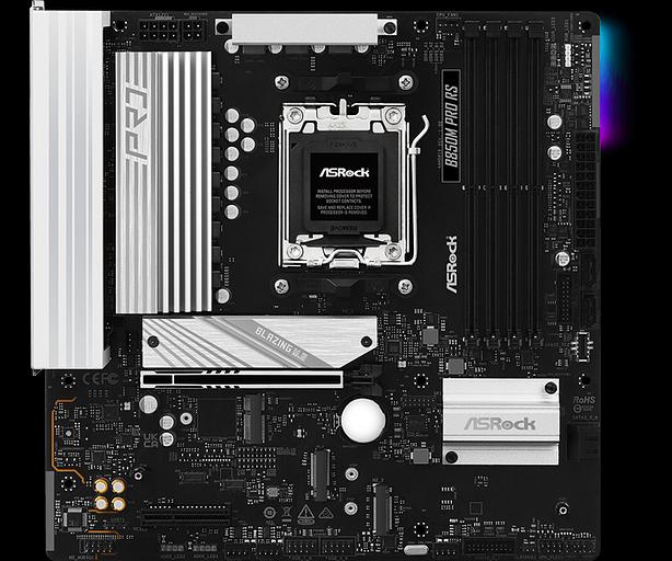Материнская плата ASROCK B850M PRO RS, AM5, B850, 4*DDR5, 4*SATA, 3*M.2, 4*USB 2.0, 3*USB 3.2, Type-C, 2*PCIx16, 1*M.2 (Key E), HDMI+DP, mATX фото 1