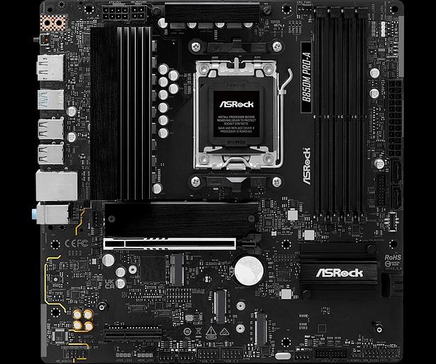 Материнская плата ASROCK B850M PRO-A, AM5, B850, 4*DDR5, 4*SATA, 4*M.2, 4*USB 2.0, 3*USB 3.2, 2*Type-C, 2*PCIx16, 1*M.2 (Key E), HDMI+DP, mATX фото 1