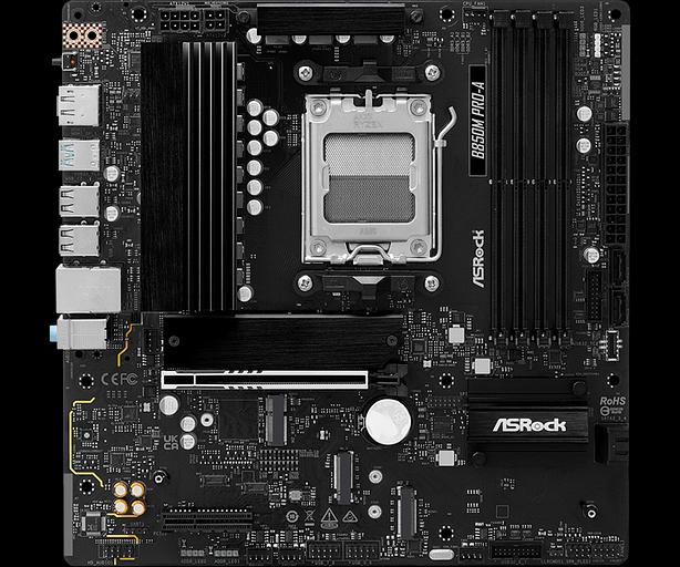 Материнская плата ASROCK B850M PRO-A, AM5, B850, 4*DDR5, 4*SATA, 4*M.2, 4*USB 2.0, 3*USB 3.2, 2*Type-C, 2*PCIx16, 1*M.2 (Key E), HDMI+DP, mATX фото 2