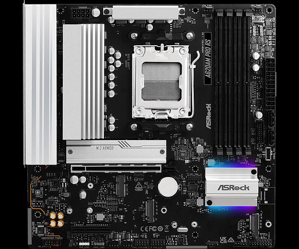 Материнская плата ASROCK A620AM Pro RS, AM5, A620, 4*DDR5, 4*SATA, 3*M.2, 4*USB 2.0, 4*USB 3.2, Type-C, 2*PCIx16, 1*M.2 (Key E), HDMI+DP, mATX фото 1