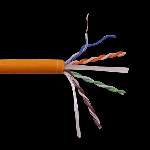 Кабель LANMASTER U/UTP, 4 пары, Кат. 6, с перегородкой, 550Mhz, LSZH, нг(A)-HF, оранжевый, 305 м фото 1