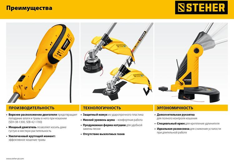 Триммер электрический Steher TEL-25-410 400Вт 0.54л.с. неразбор.штан. реж.эл.:леска фото 10