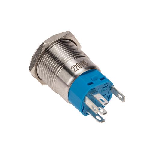 Кнопка антивандальная Ø19 250В Фикс (5с) ON-OFF/OFF-ON подсв/синяя Rexant фото 3