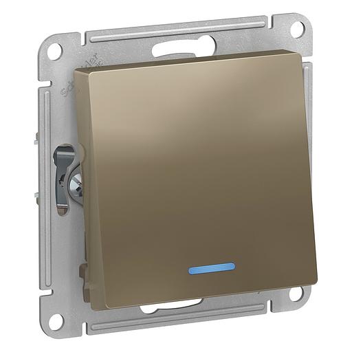 Механизм переключателя проходного 1-кл. СП AtlasDesign 10А IP20 (сх. 6а) 10AX с подсветкой шампань SchE ATN000563 фото 1