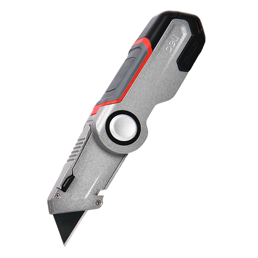 Строительный складной нож с Т-образным лезвием Deli DL030 в комплекте 3 запасных лезвия SK2, рукоятка из цинкового сплава с резиновыми вставками фото 1