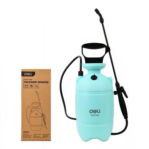 Опрыскиватель садовый помповый Deli DL581103B 3л, регулируемый разбрызгиватель, ремень для переноски фото 1