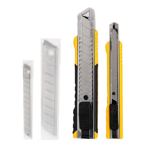 Набор (2 шт) ножей с запасными лезвиями Deli DL0918-2 9мм + 18мм, 10 запасных лезвий, сталь SK5 фото 1