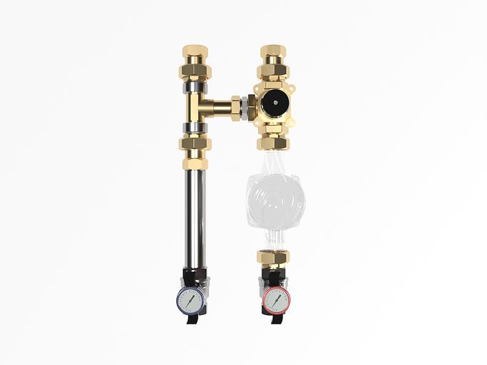 Группа насосная NGSS-25CTS 1' термостатический смеситель KVs 2.5, 35-60 град., краны с термометрами фото 1