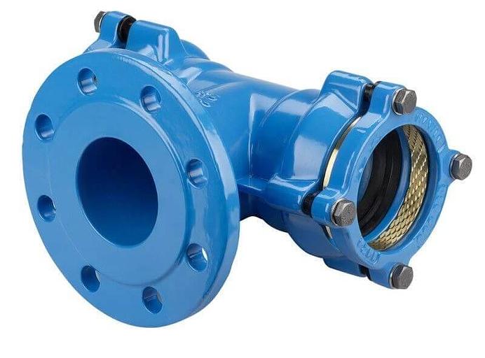 Тройник 110*100 раструбный фланцевый чугунный для полиэтиленовых труб фото 1