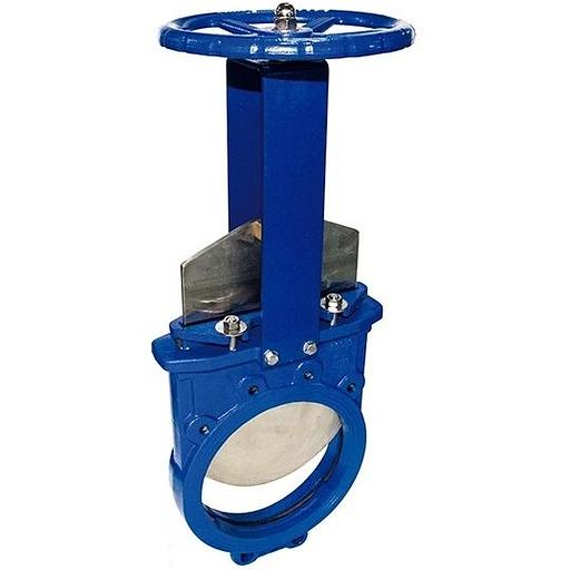 Задвижка 350 ру7 шиберная ножевая двусторонняя межфланцевая чугунная со штурвалом фото 1