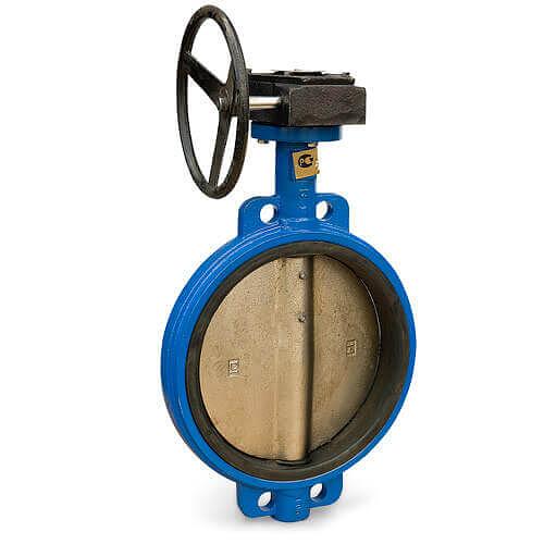 Затвор 150 межфланцевый с редуктором поворотный дисковый фото 1