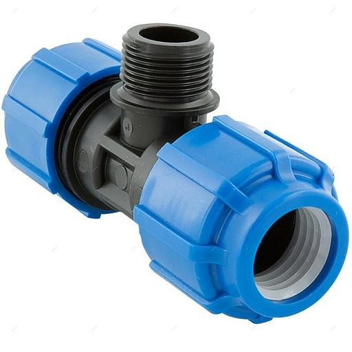 Тройник 50х1"х50 с наружной резьбой переходной компрессионный фото 1