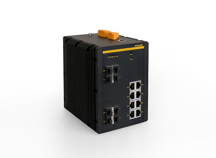 Управляемый коммутатор 3 уровня c 4 слотами 10GBase-X SFP+, 4 слотами 1000Base-X SFP, 8 портами 10/100/1000Base-T(X) (разъем RJ45), два входа питания 24 В пост. фото 1