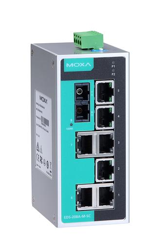 Компактный коммутатор 7 x 10/100BaseTX, 1 x 100BaseFX (многомодовое оптоволокно) в металлическом корпусе фото 1