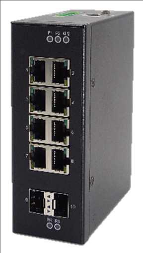 Коммутатор сети 460 с функциями обеспечения кибербезопасности, c портами 8 x 10/100/1000BaseT(X), 2 x 100/1000BaseSFP, с двумя входами питания 24 В пост. фото 1