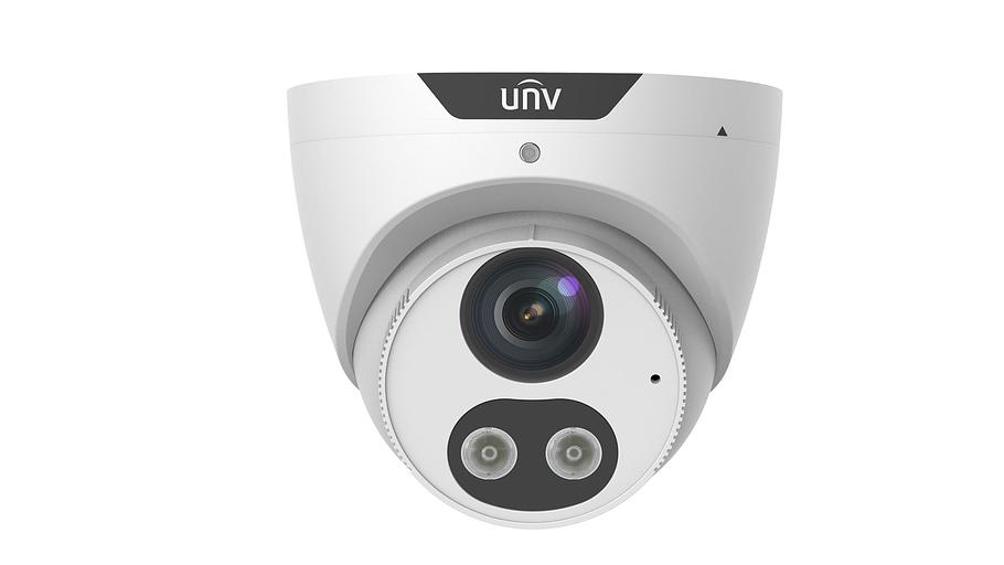 Видеокамера IP купольная, 1/2.7" 4 Мп КМОП @ 30 к/с, ИК-подсветка и тревожная подсветка видимого спектра до 30м., LightHunter 0.002 Лк @F1.6, объектив 2.8 мм, WDR, 2D/3D DNR, Ultra 265, H.265, H.264, MJPEG, 3 потока, встроенный микрофон и динамик, Ultra m фото 1