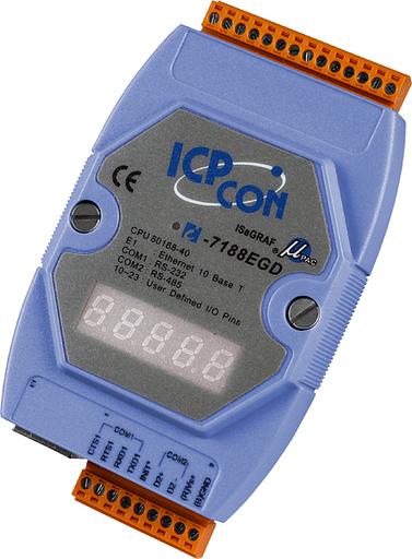 Программируемый контроллер с 2 COM-портами (1 x RS-232, 1 x RS-485), с процессором 40 МГц и опцией ISaGRAF-3 (заказывается отдельно), с индикацией фото 1