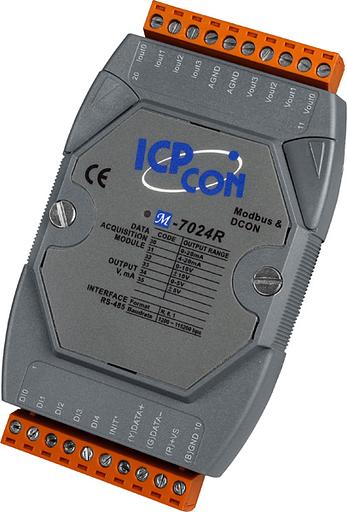 Модуль с 4 каналами аналогового вывода (14 бит) и 5 каналами дискретного ввода (Сухой контакт, Source), протокол Modbus RTU фото 1