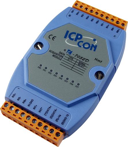 Модуль с 8 каналами изолированного дискретного ввода (Мокрый контакт, 4~30 В пост.), с межканальной изоляцией (6 каналов), с индикацией, протокол DCON фото 1