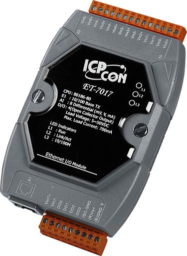 Ethernet-модуль с 8 каналами аналогового ввода, с защитой от перенапряжения и каналами изолированного дискретного вывода фото 1