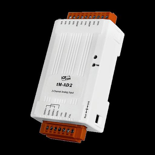 Модуль с 2 каналами изолированного аналогового ввода (напряжение/ток), с защитой от перенапряжения, протокол Modbus RTU/ASCII фото 1