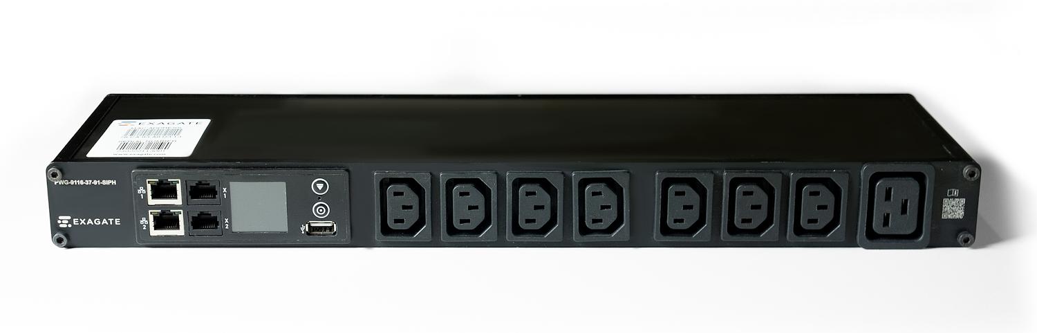 Устройство распределения электропитания Exagate PWG-9332-307-91-SIPH POWERGuard PDU, 32A Single Phase 1U, 8 x IEC Sockets (7 x C13 - 1 x C19), Outlet Metering фото 1