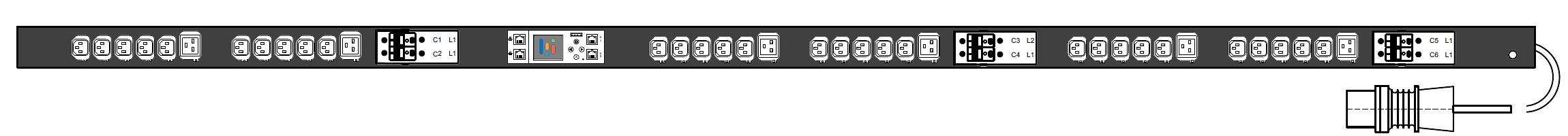 Устройство распределения электропитания Exagate PWG2-9332-330-96-TIP POWERGuard2 PDU, 32A Three Phase ZeroU, 36 x IEC Sockets (30 x C13 - 6 x C19), Outlet Metering фото 1