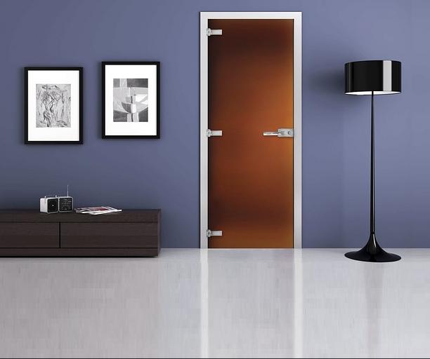 Стеклянная межкомнатная дверь с матовым полотном 2000х800 бронза опт фото 1