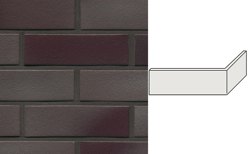 Клинкерная плитка угловая ручной формовки Feldhaus Klinker NF 14 W384 ferrum liso 240*71*115*14 мм фото 1