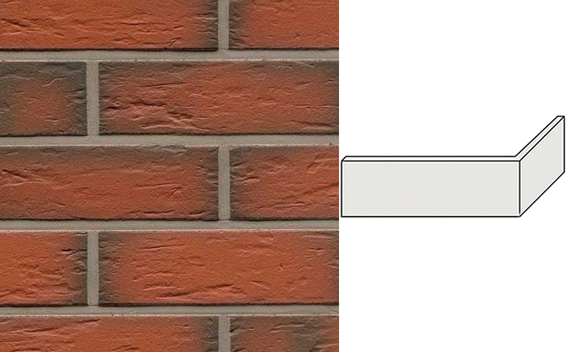 Клинкерная плитка угловая ручной формовки Feldhaus Klinker NF 9 W343 ardor senso 240*71*115*9 мм фото 1